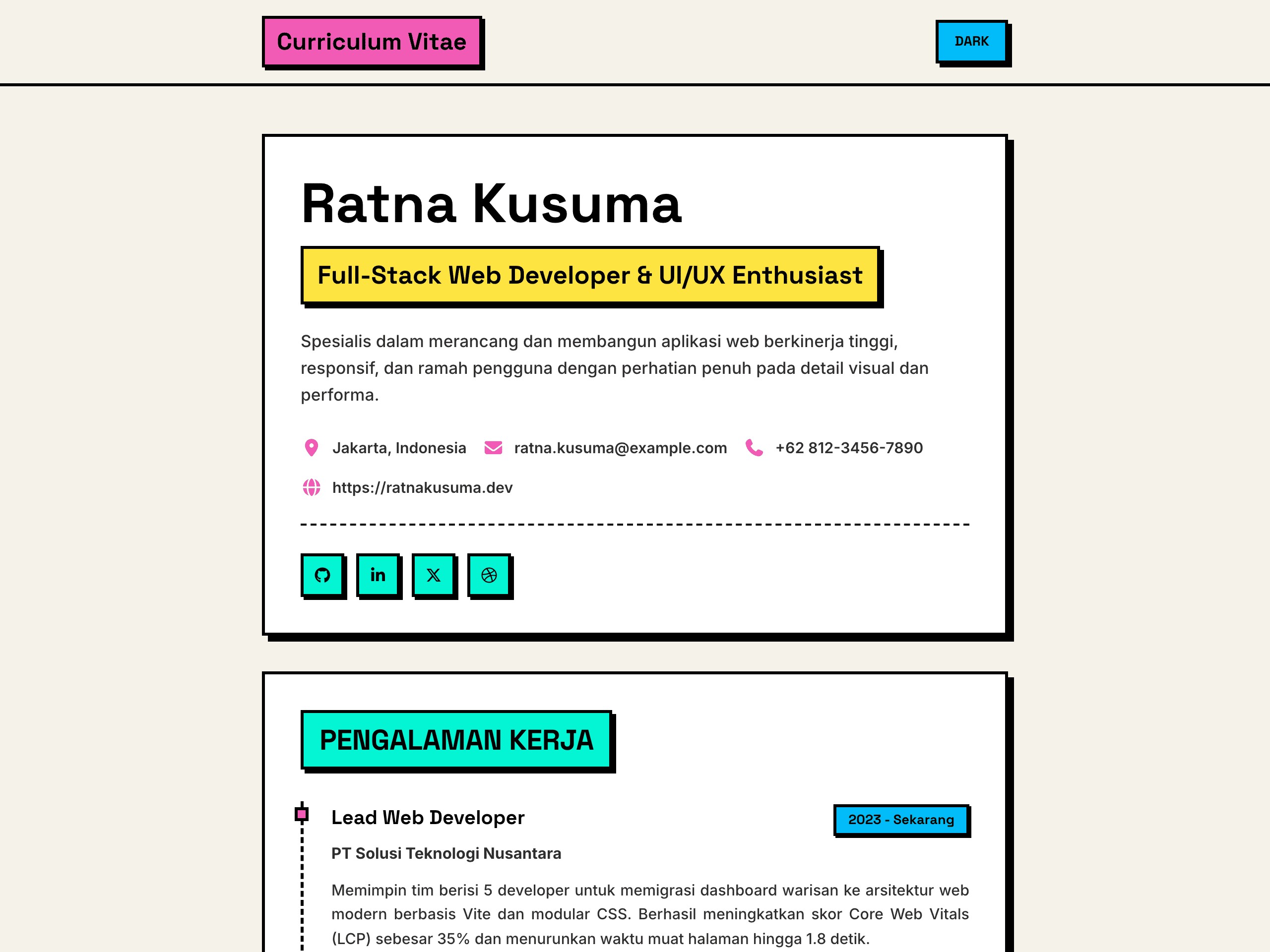 Thumbnail - Online CV | Neo Brutalist