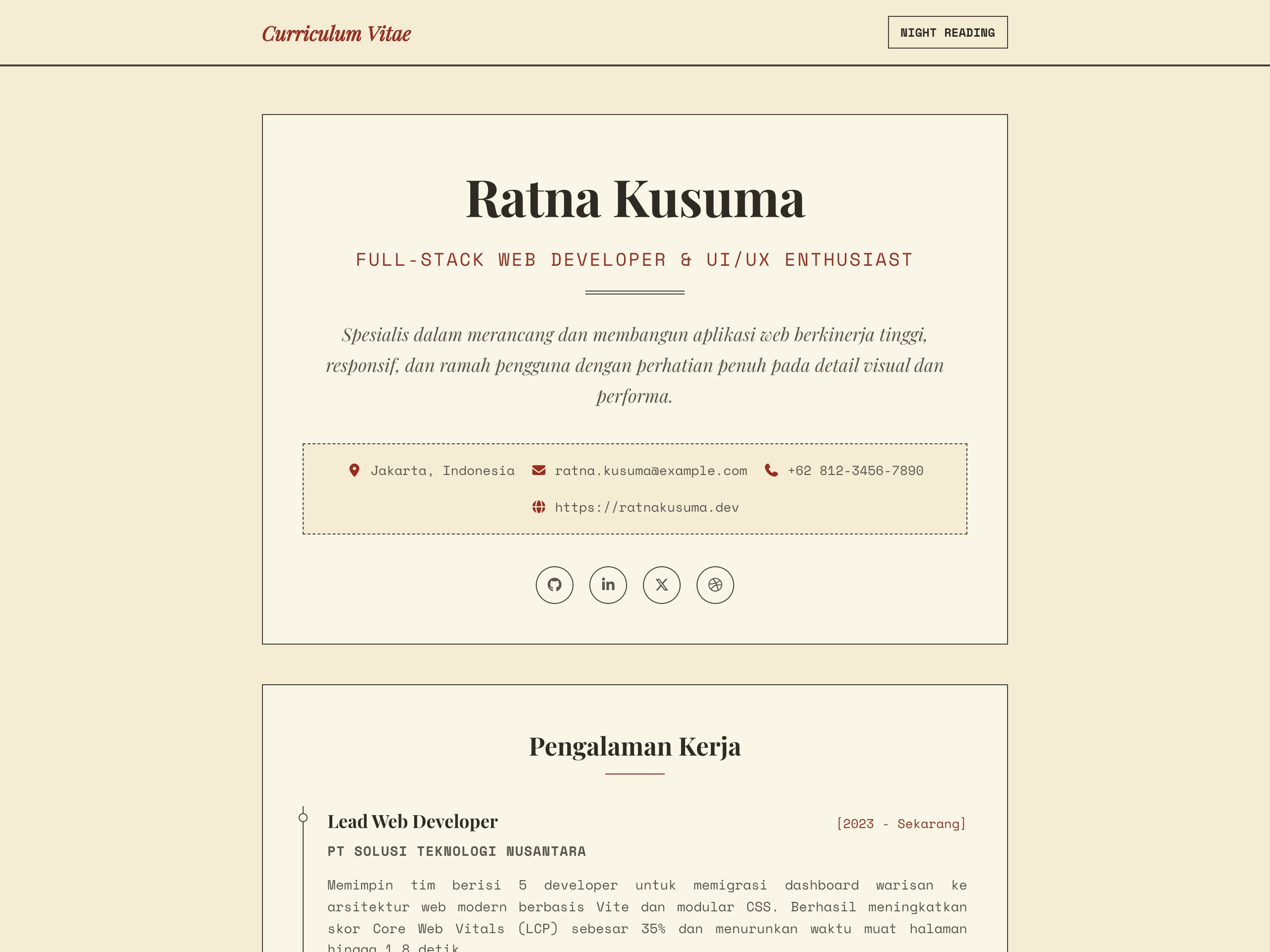 Thumbnail - Online CV | Vintage Retro